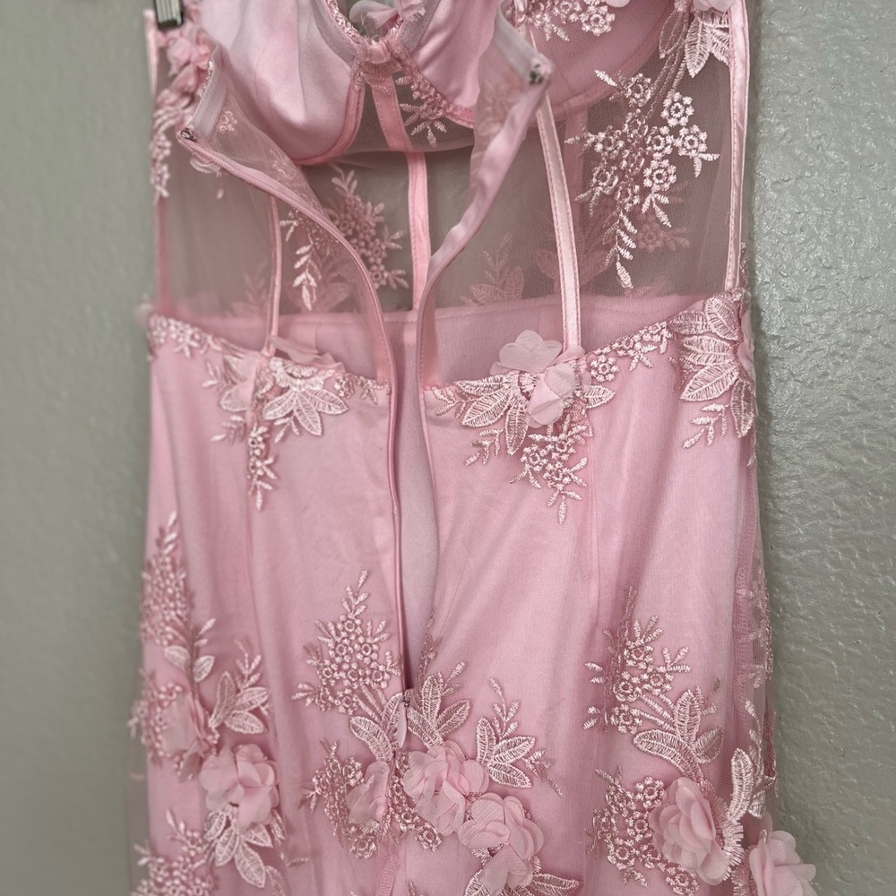Radiant Expectations Pink Embroidered Floral Bustier Maxi Dress - Picture 8 of 10